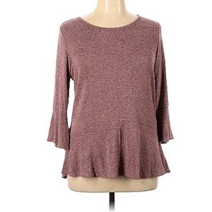 Women’s Alyx Boho Pink Soft Sweater with Flared Ruffle Sleeves XL